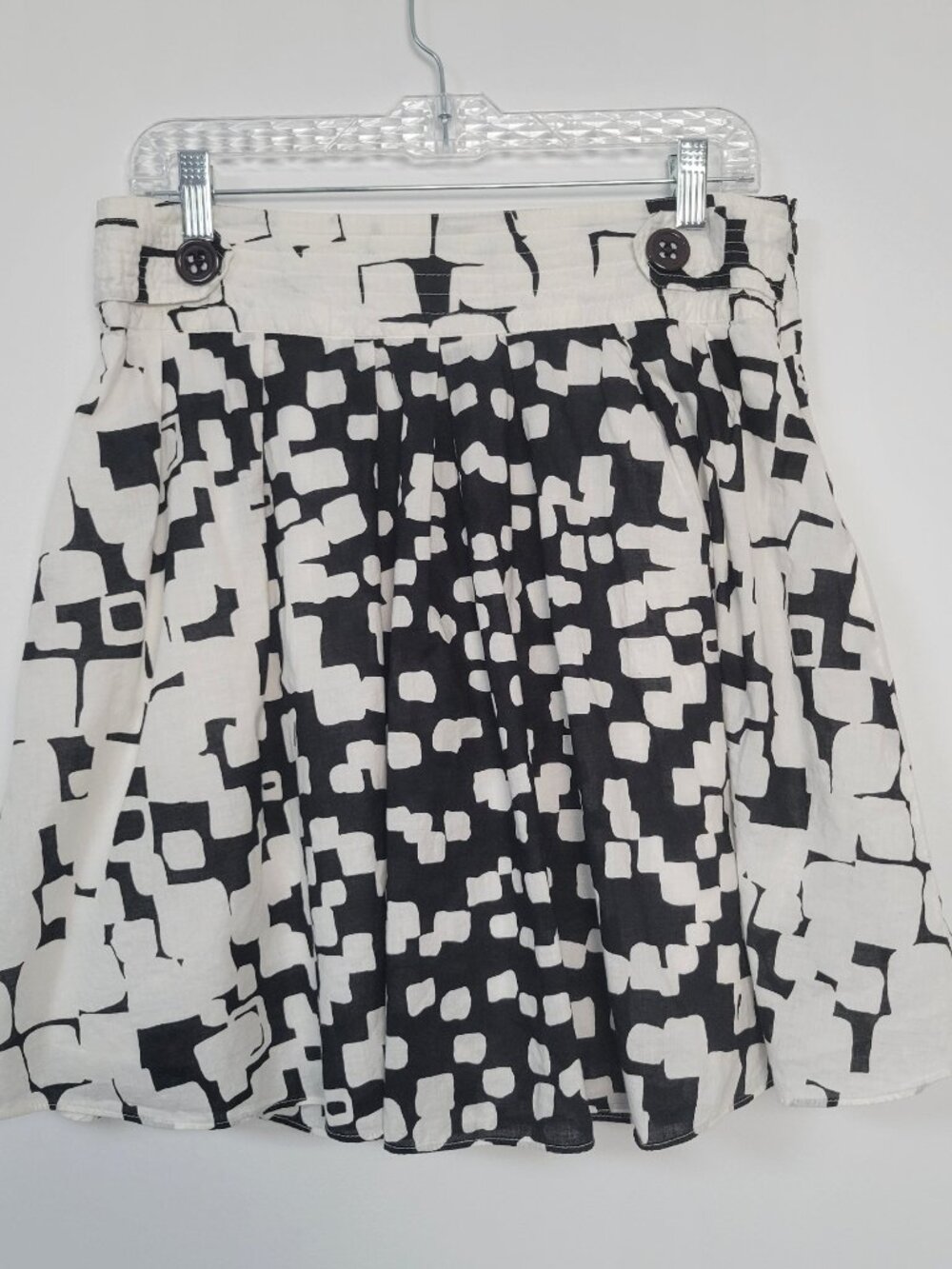 Vintage 90s Tracy Evans Black White Abstract Cotton A Line Skirt